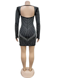 Beyprern Beautiful Black Rhinestone Padded Mini Dress Your Distraction Diamonds Party Dress Birthday Outfits Night Out Wear Robe