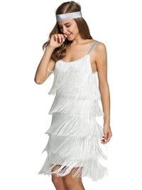 Vintage Vestidos 1920s Flapper Girl Fancy Dress Great Gatsby Dress Costumes Slash Neck Strappy Fringe Swing Party Dress Women