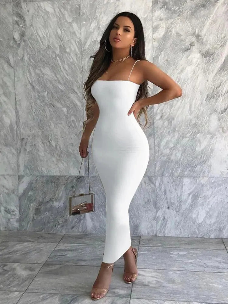 Hawthaw Women Sexy Party Club Evening Streetwear Bodycon Black Long Dress 2024 Summer Clothes Wholesale Items For Business D1758