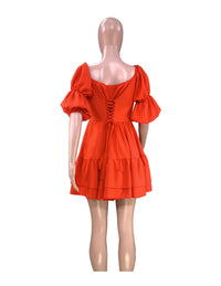 BAMBOOBOY Short Sexy Sleeve Mini Dress Women Summer Slash Neck Off Shoulder Bow Elegant Party Single Breasted Dresses for Women