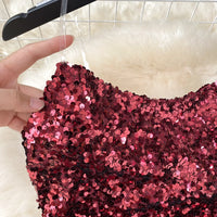 Chic Sequin Asymmetric Backless Slip Dress Sleeveless Korean Fashion Vestidos Women Vintage Summer Hip Wrap Dress