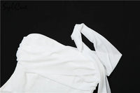 Sylcue Summer Bachelor Party White Simple Elegant Mature Beautiful Confident Feminine Sexy Women's Short Tight Dress