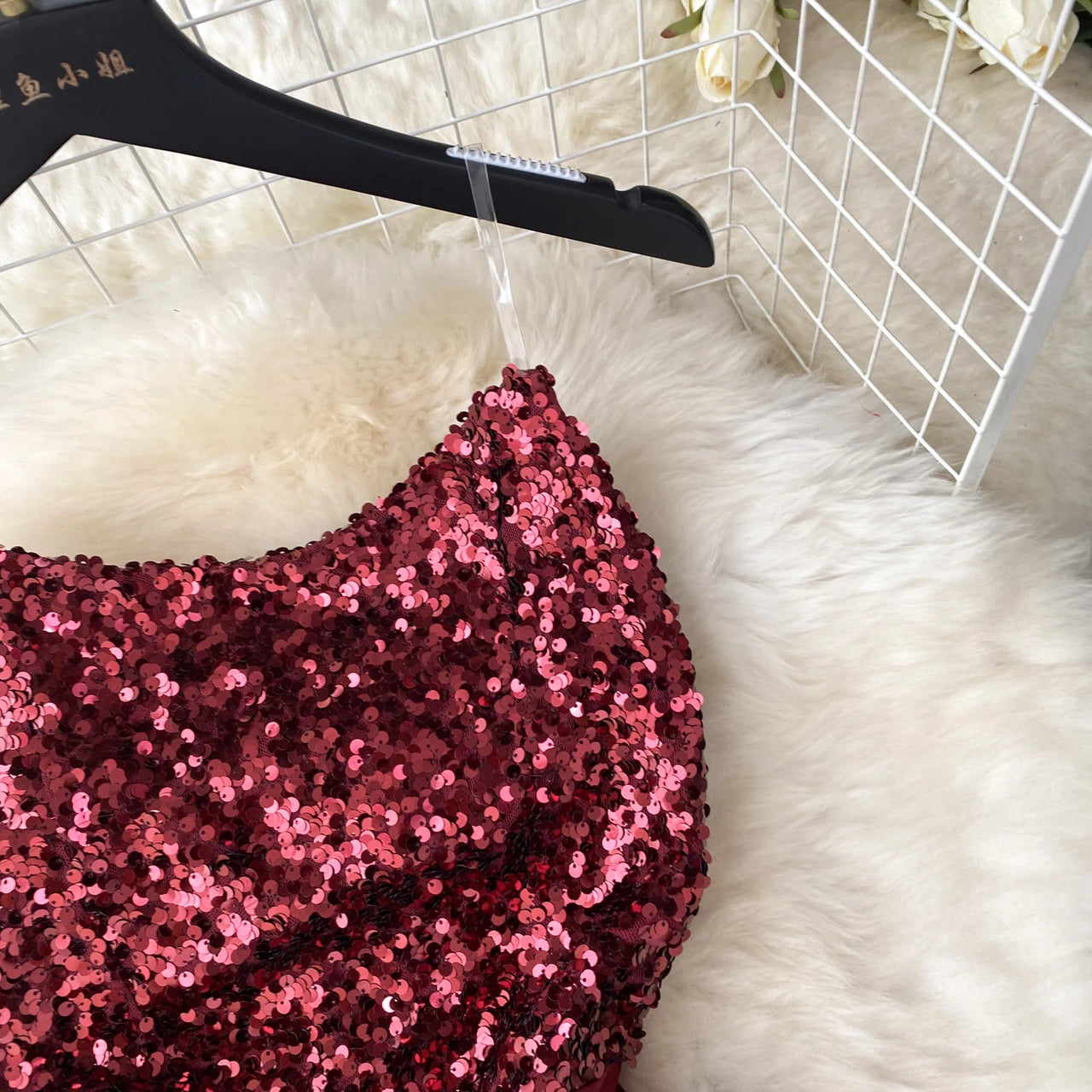 Chic Sequin Asymmetric Backless Slip Dress Sleeveless Korean Fashion Vestidos Women Vintage Summer Hip Wrap Dress