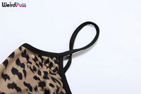 Weird Puss Spaghetti Strap Women Dress Leopard Print Sexy Sensual Backless Sleeveless Bodycon Summer Vacation Beach Partywear