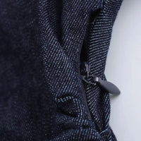 ETJ 2025 traf Spring New 1975 series denim MIDI dress with lapel side zipper fashion wrinkle waist slim elegant dress