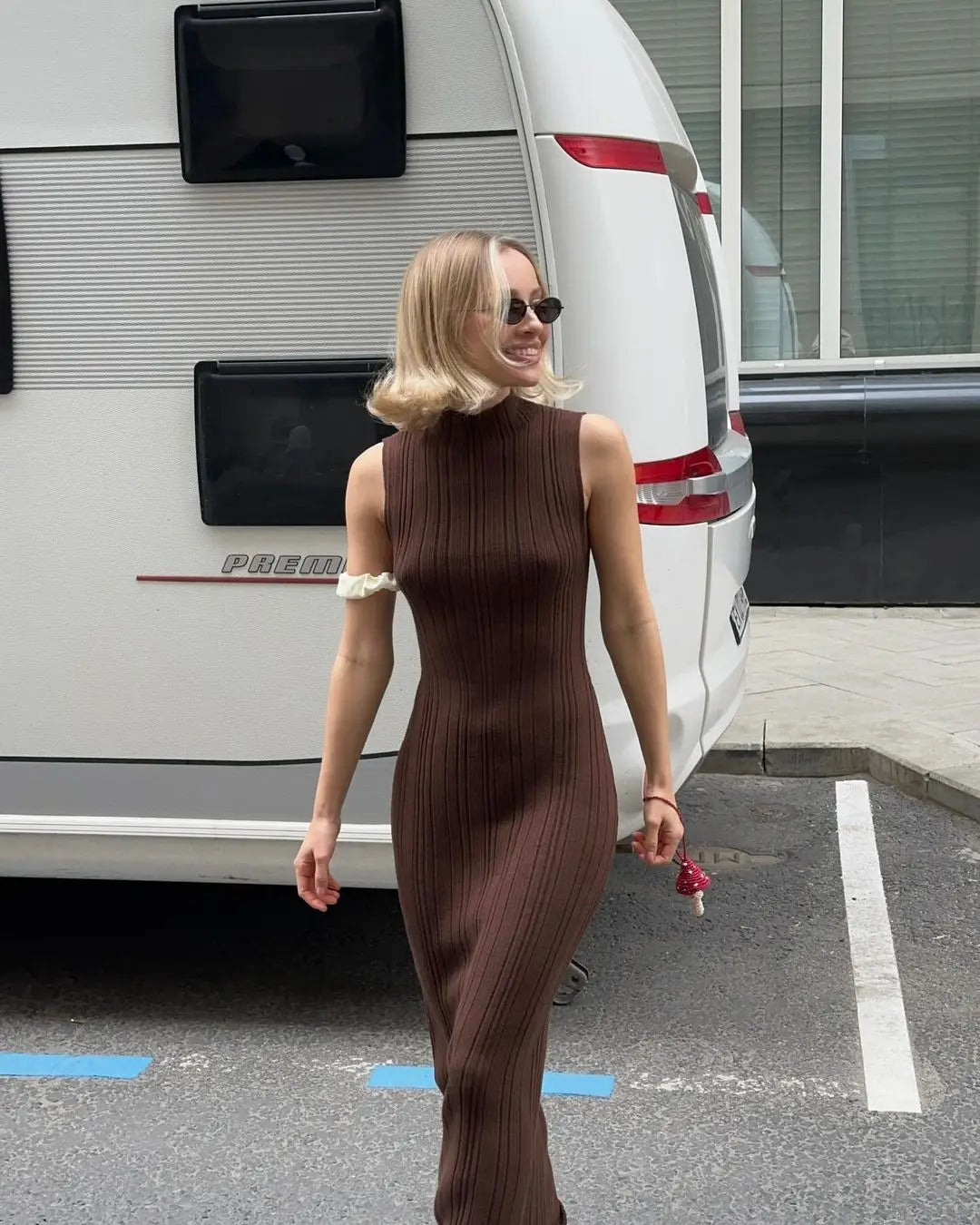 Tossy Sleeveless Knitwear Turtleneck Long Dress Female Slim Elegant Fashion Autumn 2023 Ribbed Knit Dress For Women Maxi Dress