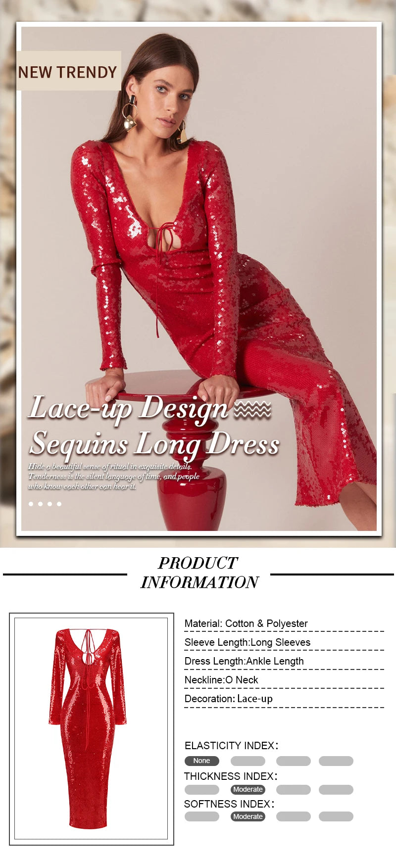 VC Summer New Women's Sexy Deep V-Neck Sequins Long Dress Long Sleeves Cut Out Strings Tied Elegant Luxury Celebrity Party Gowns