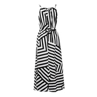 Ladies' Striped Splicing Classic Sexy Boho Maxi Long Evening Party Beach Dress Fashion Commute Sleeveless Halterneck Dress
