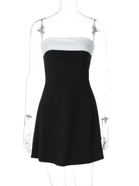 Hugcitar Color Block Strapless Patchwork Sexy Bodycon Mini Dress 2025 Summer Women Elegant Clothes Evening Party Festival