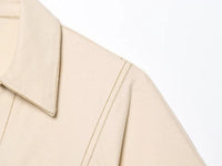 ETJ 2025 traf Spring New 1975 series denim MIDI dress with lapel side zipper fashion wrinkle waist slim elegant dress