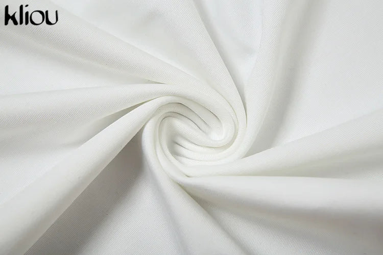 kliou Halter Women Dresses Classic New Panelled Trim Backless V-neck Body-shaping Simple Vestidos Female Summer Thin Streetwear