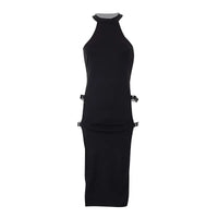 Goth Dark Cosplay High Split Side Sexy Sleeveless Dresses Gothic High Waist Y2k Slim Women Dress Harajuku Summer Night Clubwear