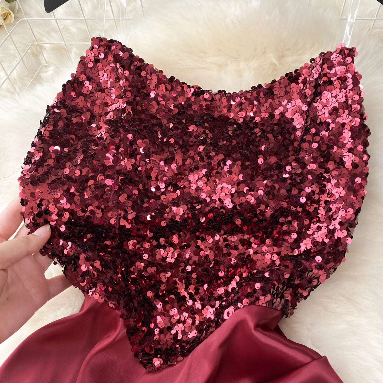 Chic Sequin Asymmetric Backless Slip Dress Sleeveless Korean Fashion Vestidos Women Vintage Summer Hip Wrap Dress