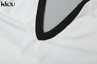 kliou Halter Women Dresses Classic New Panelled Trim Backless V-neck Body-shaping Simple Vestidos Female Summer Thin Streetwear