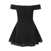 Sexy White Embroidery Flower Roll up Collar Off Shoulder Low Waist Ruched Pleated Swing Mini Dress Women Sexy Summer Robe Party