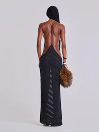 Sexy See Though Maxi Dress Backless Sleeveless Deep V Neck Long Robes Lace Up Party Mesh Dresses 2025 New Lady Vacation Clothing