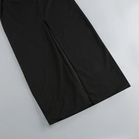 Women's New Sexy Black Decorative FlowerBreast wrapping Dress, Fashion Slim Fit Open Back Bottom Split Party Dress Long