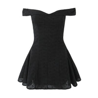 Sexy White Embroidery Flower Roll up Collar Off Shoulder Low Waist Ruched Pleated Swing Mini Dress Women Sexy Summer Robe Party