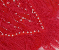 Sexy Pearls Rhinestone Party Dresses Women Elegant Nightclub Feather Birthday Dress Long Sleeve Mesh Sheer Bodycon Dress