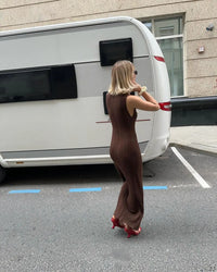 Tossy Sleeveless Knitwear Turtleneck Long Dress Female Slim Elegant Fashion Autumn 2023 Ribbed Knit Dress For Women Maxi Dress