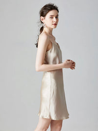 SuyaDream Woman Mini Dress 19mm 100%Real Silk Sleeveless Solid Spaghetti Strap Sleep Dresses 2025 Elegant Chic Clothes