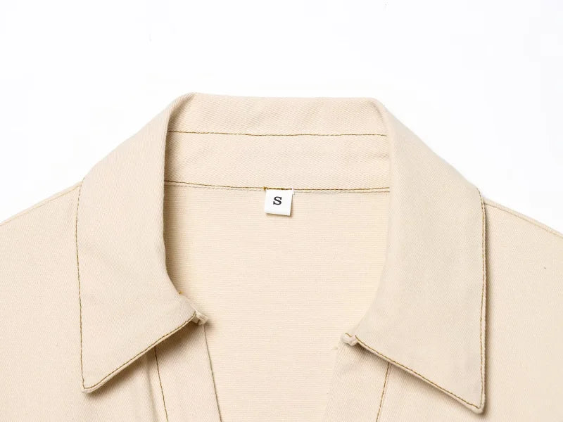 ETJ 2025 traf Spring New 1975 series denim MIDI dress with lapel side zipper fashion wrinkle waist slim elegant dress