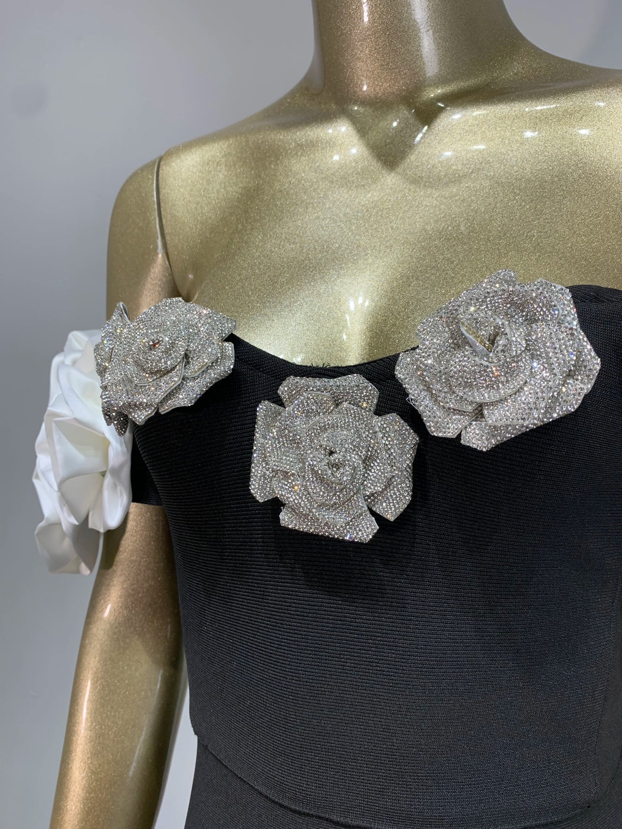 Women Celebrity Summer Sexy Off Shoulder Black Flower Maxi Long Bodycon Bandage Dress 2024 Elegant Evening Club Party Outfit