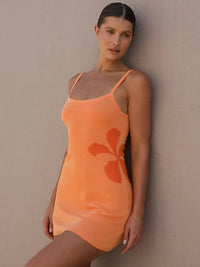 Mozision Spaghetti Strap Print Knit Mini Dress For Woman Robe Summer New Sleeveless Backless Beach Holiday Club Dress Knitwear