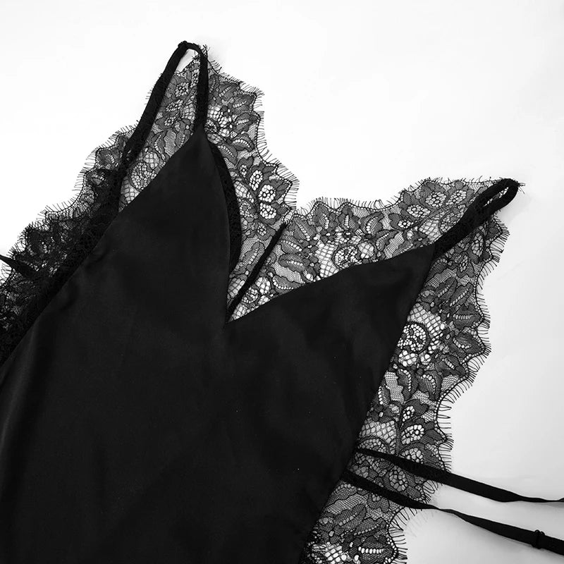 CUTENOVA  2025 Spring And Summer New Solid Color Sleeveless Lace Patchwork Sling High Split Dress Sexy Hottie Fashion Dresses