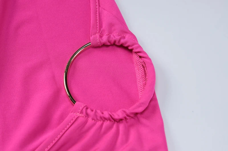 Hugcitar One Shoulder Backless Adjustable Scarf Loop Ruched Sexy Maxi Dress 2024 Women Elegant Y2K Streetwear Festival Outfit