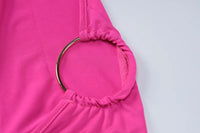 Hugcitar One Shoulder Backless Adjustable Scarf Loop Ruched Sexy Maxi Dress 2024 Women Elegant Y2K Streetwear Festival Outfit