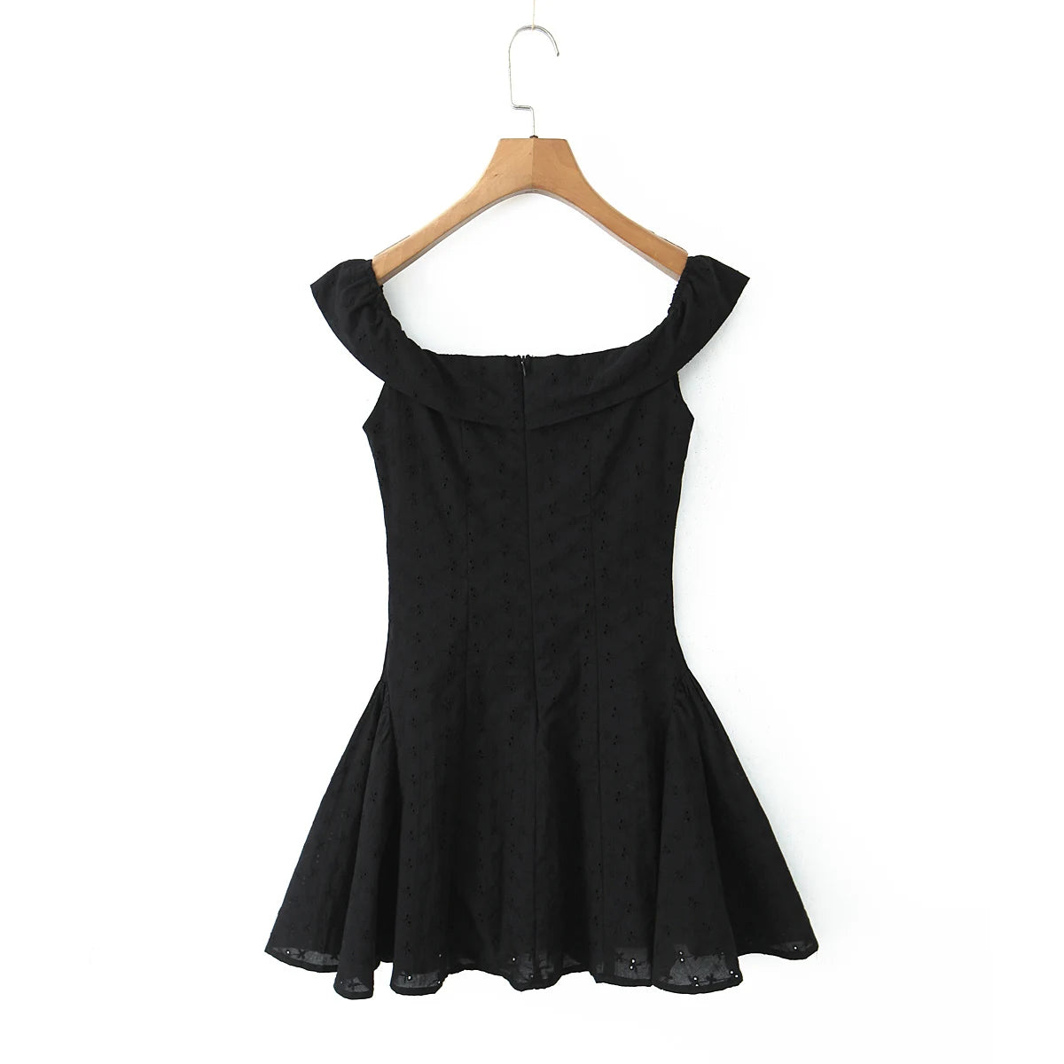 Sexy White Embroidery Flower Roll up Collar Off Shoulder Low Waist Ruched Pleated Swing Mini Dress Women Sexy Summer Robe Party