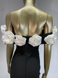 Women Celebrity Summer Sexy Off Shoulder Black Flower Maxi Long Bodycon Bandage Dress 2024 Elegant Evening Club Party Outfit