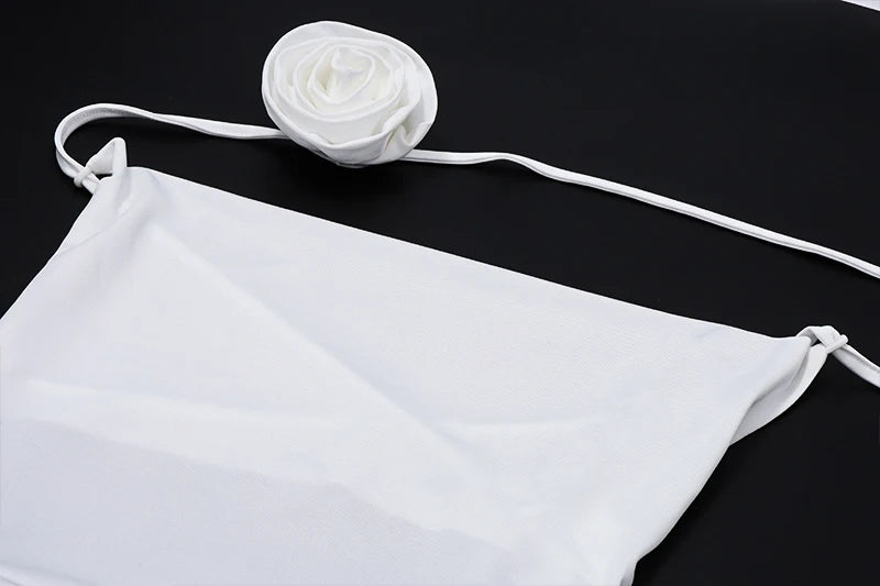 WhereMery Elegant Women Ruffles Backless Mini Dress Y2K Fashion Sleeveless Halter 2024 Summer Dresses Sexy Low-cut Tight Vestido