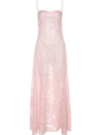2023 Summer New Dresses For Women Spaghetti Strap Lace Hollow Out Low Cut Sexy A-lin Long Dress Beach Vacation Fashion Vestidos