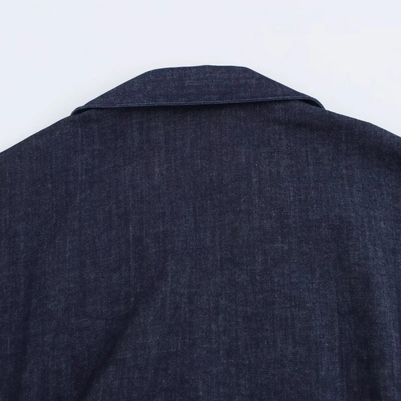 ETJ 2025 traf Spring New 1975 series denim MIDI dress with lapel side zipper fashion wrinkle waist slim elegant dress