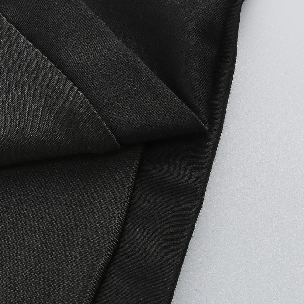 Women's New Sexy Black Decorative FlowerBreast wrapping Dress, Fashion Slim Fit Open Back Bottom Split Party Dress Long