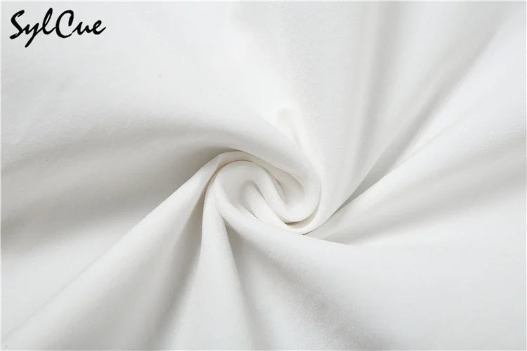 Sylcue Summer Bachelor Party White Simple Elegant Mature Beautiful Confident Feminine Sexy Women's Short Tight Dress