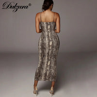 Dulzura Women Party Club Evening Streetwear Leopard Bodycon Midi Dress 2024 Summer Clothes Wholesale Items For Business