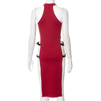 Goth Dark Cosplay High Split Side Sexy Sleeveless Dresses Gothic High Waist Y2k Slim Women Dress Harajuku Summer Night Clubwear