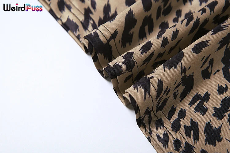 Weird Puss Spaghetti Strap Women Dress Leopard Print Sexy Sensual Backless Sleeveless Bodycon Summer Vacation Beach Partywear