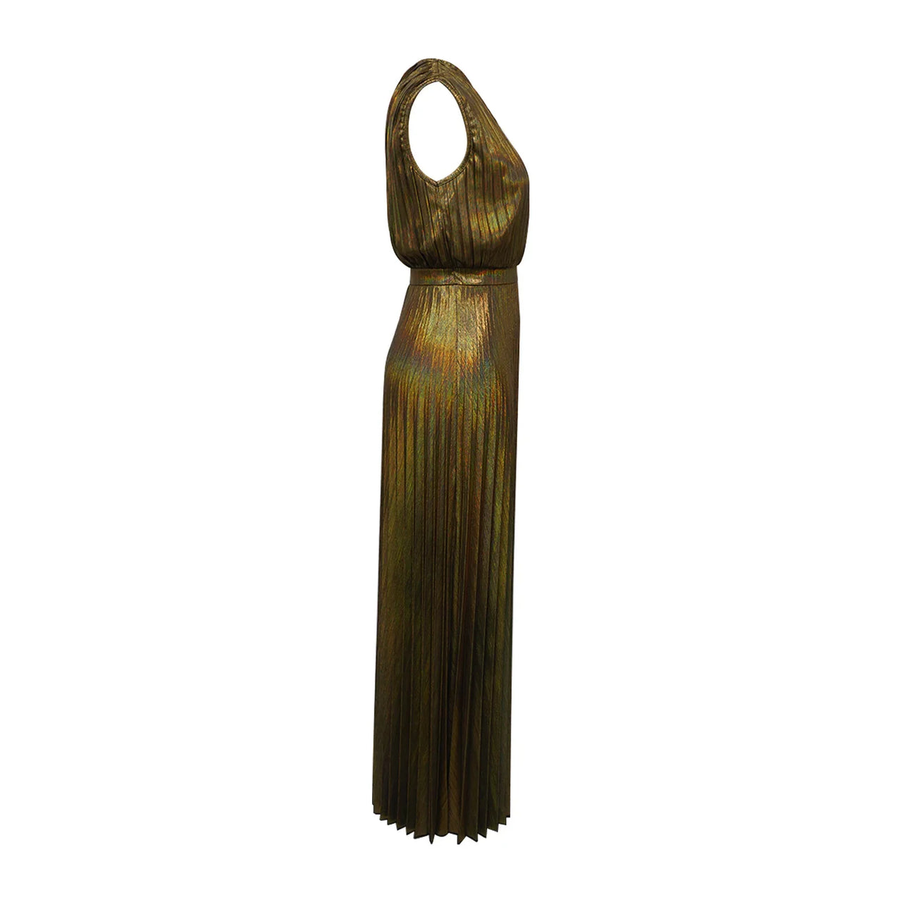 Elegant Women Even Dresses Luxury Maxi Long Metallic Pleated Dress One Shoulder Sleeveless Premium Shiny Shimmer Gowns