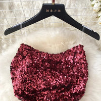 Chic Sequin Asymmetric Backless Slip Dress Sleeveless Korean Fashion Vestidos Women Vintage Summer Hip Wrap Dress