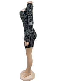 Beyprern Beautiful Black Rhinestone Padded Mini Dress Your Distraction Diamonds Party Dress Birthday Outfits Night Out Wear Robe