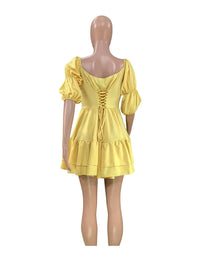 BAMBOOBOY Short Sexy Sleeve Mini Dress Women Summer Slash Neck Off Shoulder Bow Elegant Party Single Breasted Dresses for Women