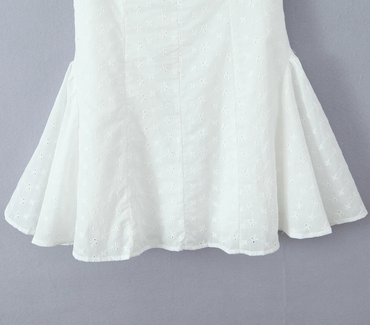 Sexy White Embroidery Flower Roll up Collar Off Shoulder Low Waist Ruched Pleated Swing Mini Dress Women Sexy Summer Robe Party