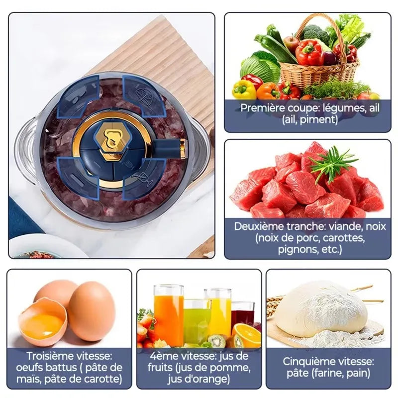 Electric Meat Grinders 5L Food Crusher Stainless Steel Multifunctional Vegetable Slicer Processor Blenders