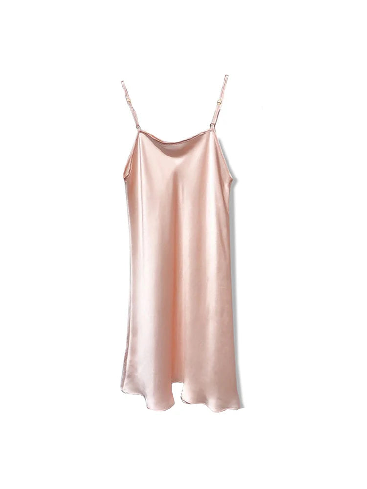 SuyaDream Woman Mini Dress 19mm 100%Real Silk Sleeveless Solid Spaghetti Strap Sleep Dresses 2025 Elegant Chic Clothes