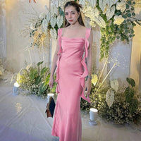 Dulzura Satin Backless Maxi Dress Tassels Sexy Sleeveless 2024 Summer Women Body-Shaping Clubwear Birthday Party Elegant