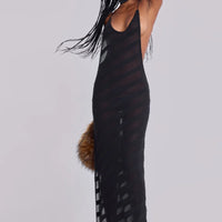 Sexy See Though Maxi Dress Backless Sleeveless Deep V Neck Long Robes Lace Up Party Mesh Dresses 2025 New Lady Vacation Clothing